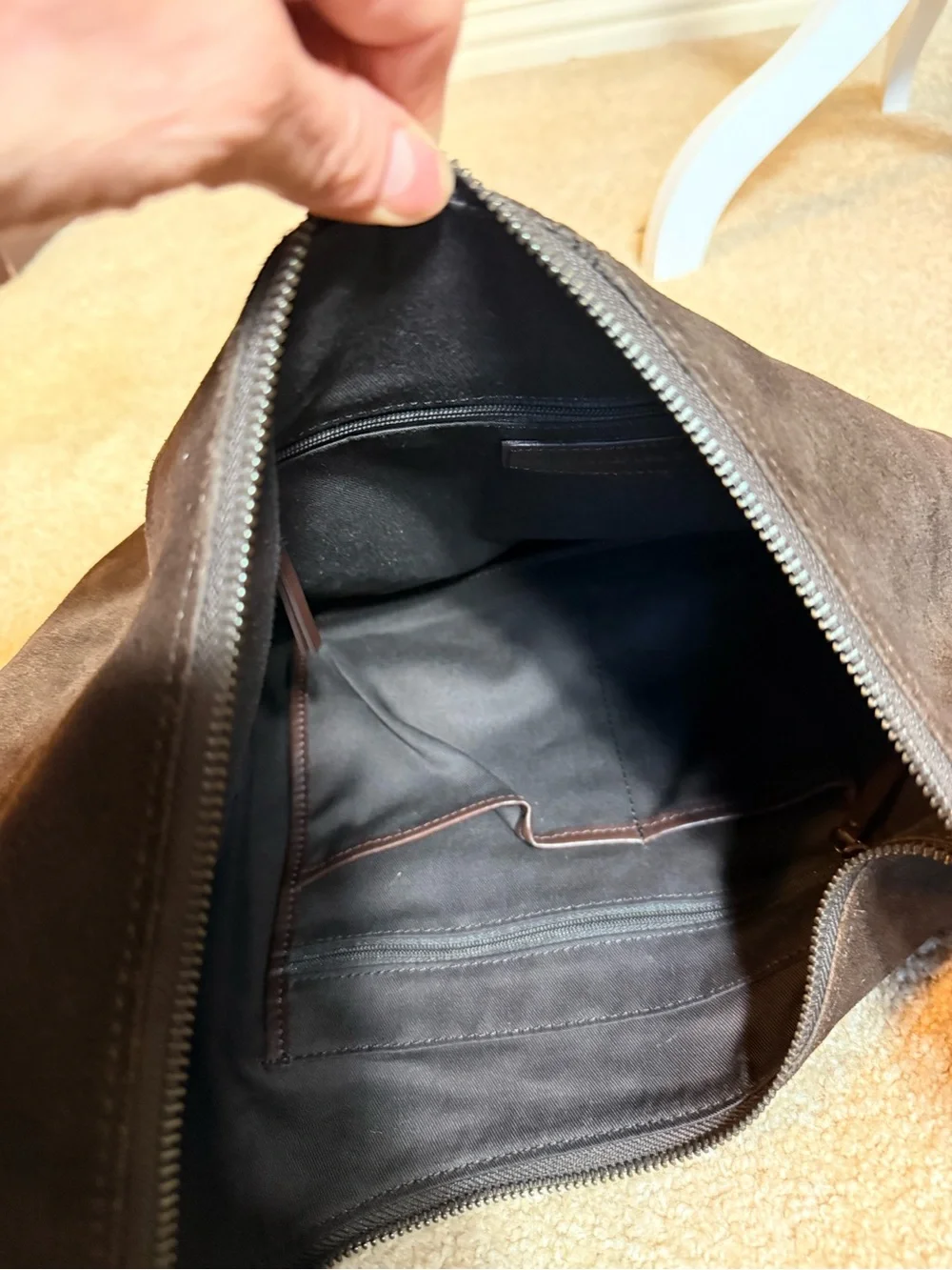 Vintage Banana Republic Dark Brown Suede and leather Hobo Bag